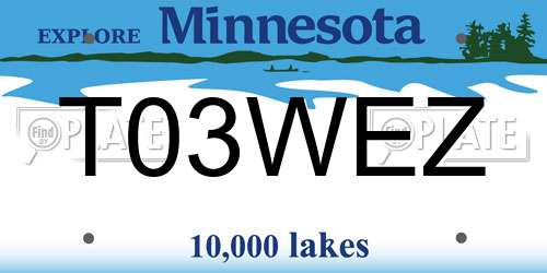 T03WEZ Minnesota License Plate