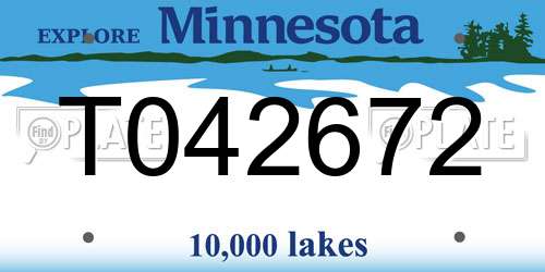 T042672 Minnesota License Plate