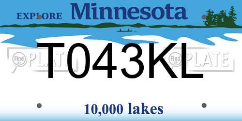 T043KL Minnesota License Plate