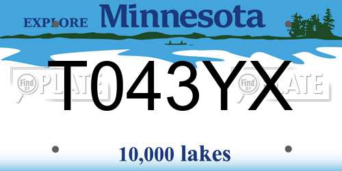 T043YX Minnesota License Plate