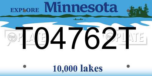 T04762T Minnesota License Plate