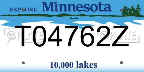 T04762Z Minnesota License Plate