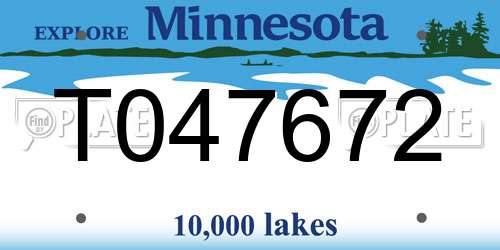 T047672 Minnesota License Plate