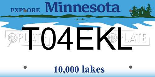 T04EKL Minnesota License Plate