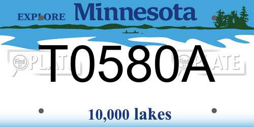 T0580A Minnesota License Plate