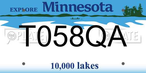 T058QA Minnesota License Plate