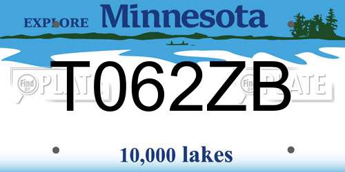 T062ZB Minnesota License Plate