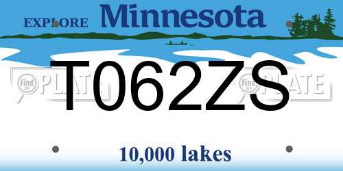 T062ZS Minnesota License Plate