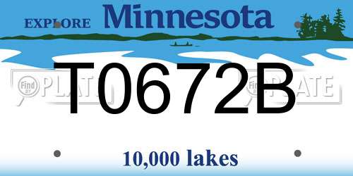 T0672B Minnesota License Plate