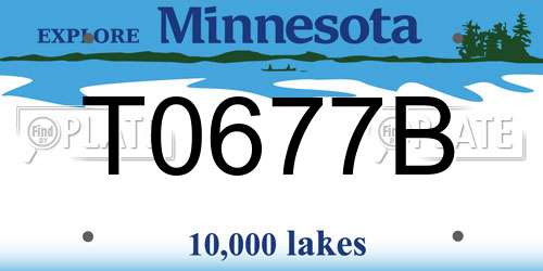 T0677B Minnesota License Plate