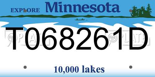 T068261D Minnesota License Plate