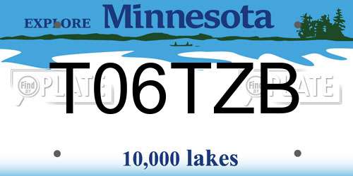 T06TZB Minnesota License Plate