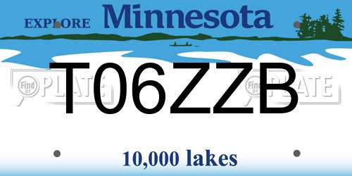 T06ZZB Minnesota License Plate