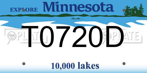 T0720D Minnesota License Plate