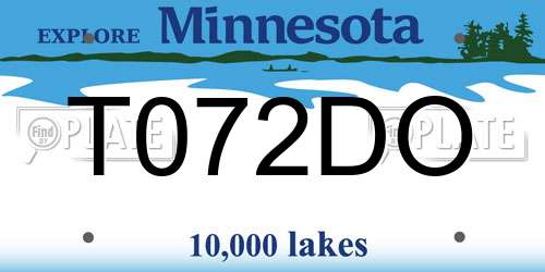 T072DO Minnesota License Plate