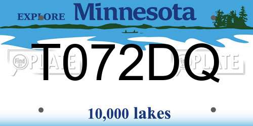 T072DQ Minnesota License Plate