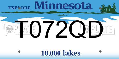 T072QD Minnesota License Plate