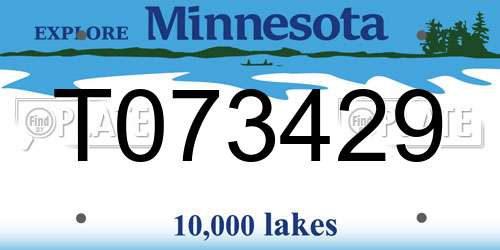 T073429 Minnesota License Plate