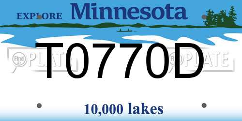 T0770D Minnesota License Plate