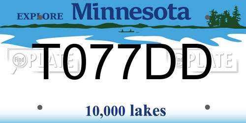 T077DD Minnesota License Plate