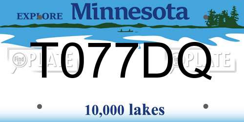 T077DQ Minnesota License Plate