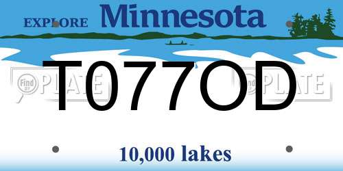T077OD Minnesota License Plate