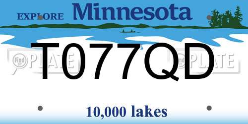 T077QD Minnesota License Plate