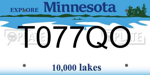 T077QO Minnesota License Plate
