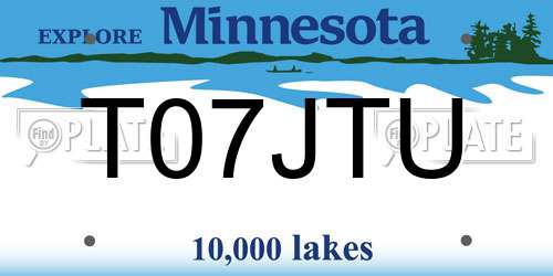 T07JTU Minnesota License Plate