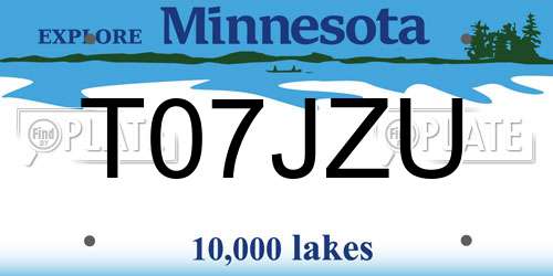 T07JZU Minnesota License Plate