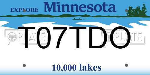 T07TDO Minnesota License Plate