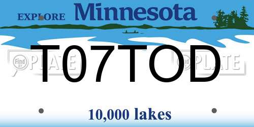 T07TOD Minnesota License Plate