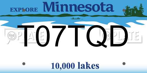 T07TQD Minnesota License Plate