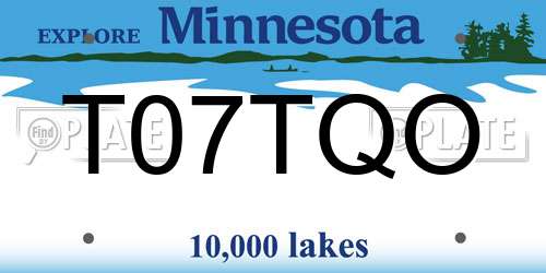 T07TQO Minnesota License Plate
