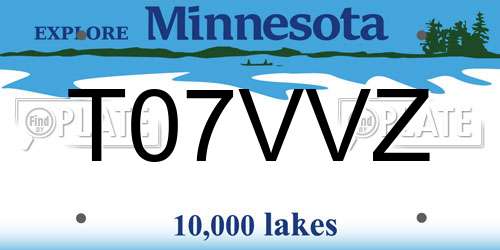 T07VVZ Minnesota License Plate