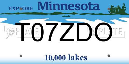 T07ZDO Minnesota License Plate