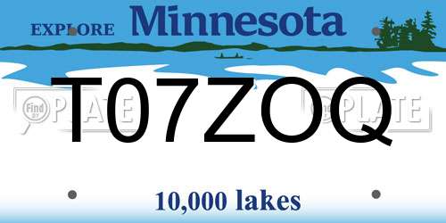 T07ZOQ Minnesota License Plate