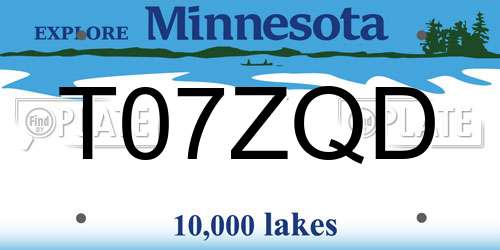 T07ZQD Minnesota License Plate