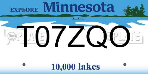 T07ZQO Minnesota License Plate