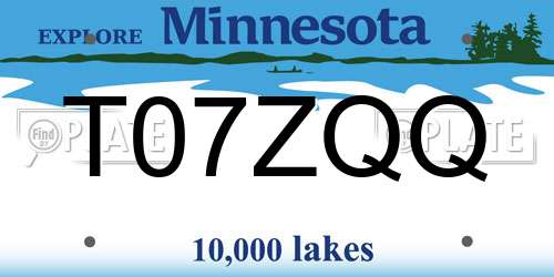 T07ZQQ Minnesota License Plate