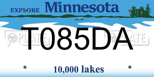 T085DA Minnesota License Plate