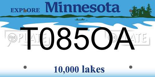 T085OA Minnesota License Plate