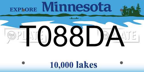 T088DA Minnesota License Plate