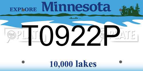 T0922P Minnesota License Plate
