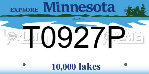 T0927P Minnesota License Plate