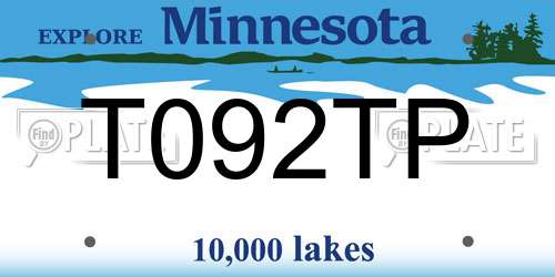T092TP Minnesota License Plate
