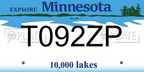 T092ZP Minnesota License Plate