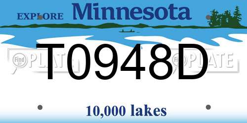 T0948D Minnesota License Plate