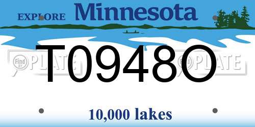 T0948O Minnesota License Plate