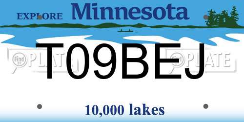 T09BEJ Minnesota License Plate